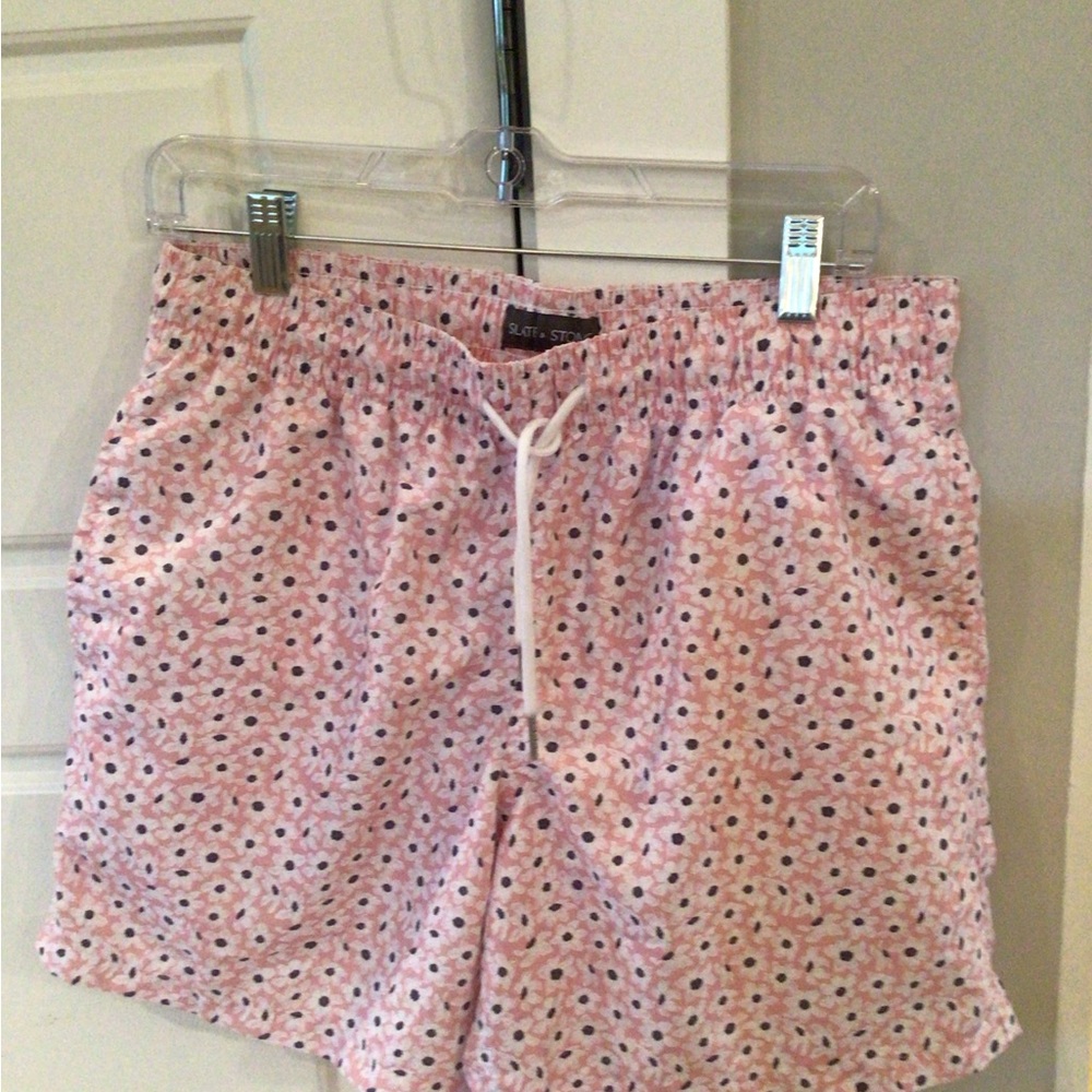 Slate & Stone Pink Flower Swim Board Shorts Size S Small